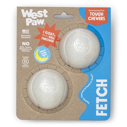 WEST PAW Boundr Ball Dog Fetch Toy - Small Glow 2-Pack